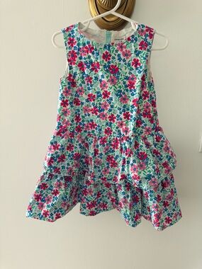 Crewcuts Floral Tiered Dress - Pink, Blue & Green